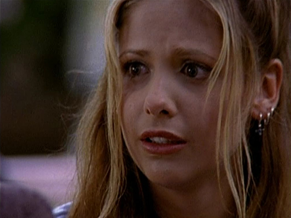 Buffy on the verge of tears after speaking to her father.