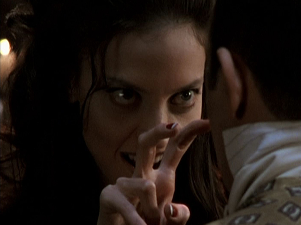 Drusilla holds her fingers up and threatens to poke Dalton's eyes out.